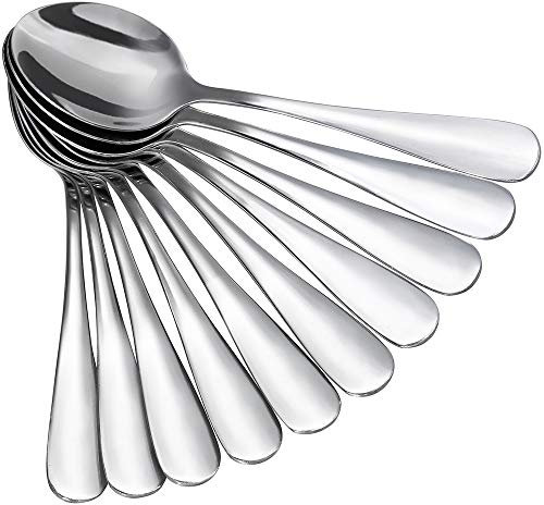 Anpro Lot de 12 Pcs Cuillères à Dessert en Acier Inoxydable, Petites Cuillères pour Prendre du thé, café, Gâteau - 13.7CM de Longueur