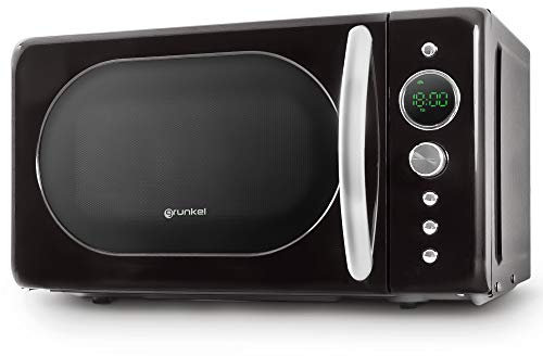 Grunkel - Microondas de 20L de capacidad MW-20 con diseño vintage y 5 niveles de potencia - Función de descongelación y temporizador - 700W (Negro Digital)