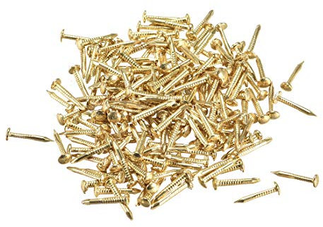 sourcing map 200 Stück Kleine Messingnägel 1X10mm(DxL) für Holz DIY Dekorative Bilder Boxen Haushaltszubehör Messing Ton