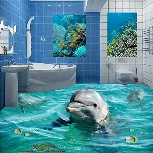 Delphin Custom 3D Boden Wandtapete Tapete rutschfest selbstklebend PVC Foto Tapetenrolle Bad Wandbild Papel Wand-430 * 300cm