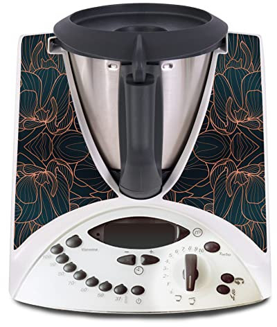 Deko Schutz Aufkleber kompatibel mit Küchenmaschine Thermomix TM31 Design Sticker Klebefolie Zubehör Küchengerät wasserfest selbstklebend R182 (05 Blumendekor)