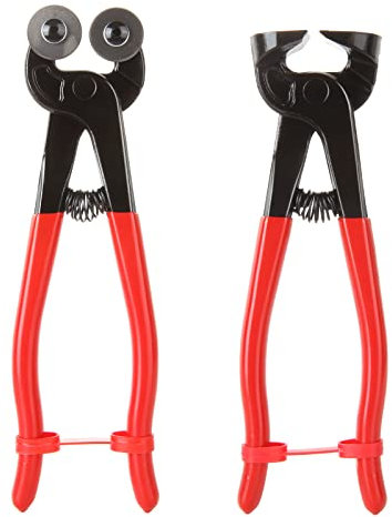 2-teiliges Glasfliesenzangen-Set, Keramik-Fliesenzange und Rollglas-Mosaikzange, Glaslaufzange mit Doppelmesserrad, Keramikfliesenschneidezange, flache Messerfliesenzange, rot