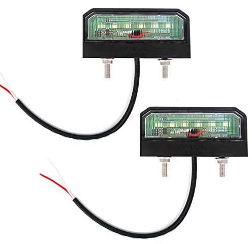 AOJO 2 PCS PKW-Anhänger LED Kennzeichenbeleuchtung Weiß, Weiss KFZ Nummernschildbeleuchtung mit E-mark für LKWs, Caravans, RVs, 12V 24V Universal, Wasserdicht