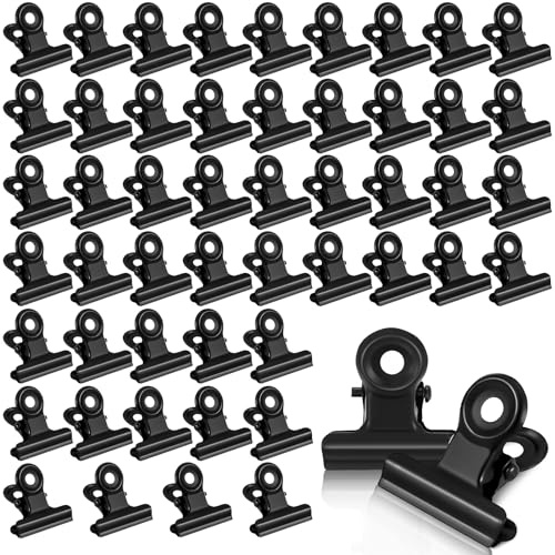 50 Piezas Bulldog Binder Clips, 22 mm Binder Paper Clips Oficina Metalica Pinzas Metal Papel de Bisagra Clip, para Bolsas de Alimentos, Fotos, Fuente de Oficina en el Hogar (Negro50)