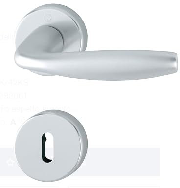 Maniglia Guarnitura con rosetta e bocchetta HOPPE in alluminio per porte interne (Foro chiave patent x porte interne, F1 alluminio aspetto argento)