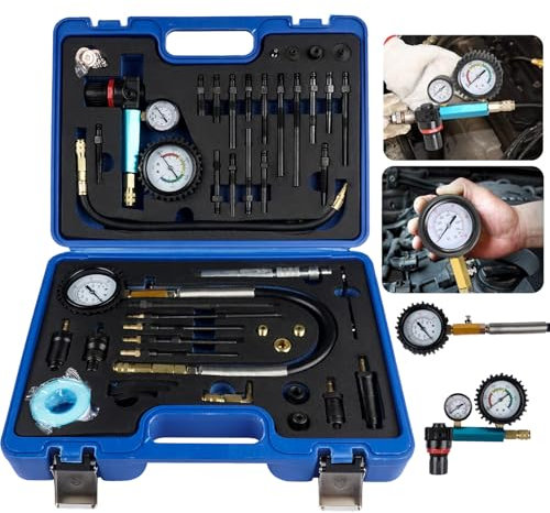 46-tlg Kompressionstester Druckverlust Tester Motoren Prüfer kompatibel mit Diesel- und Benzinmotoren