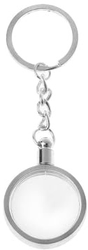 SEIWEI 1 Pcs Coin Bezel Keychain, Round Key Ring Coin Holder Keychain for 30mm Diameter Coins Photos (Silver)