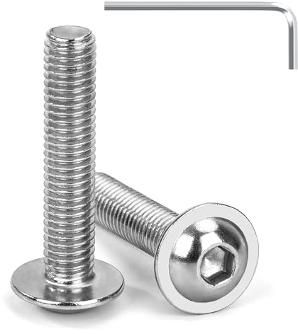 Tunejoy Tornillos de Cabeza Alomada con Brida M8 x 40 mm Tornillo de Cabeza Hexagonal de Acero Inoxidable A2 V2A Tornillos Máquina con llave Allen Rosca Completa 20 Piezas