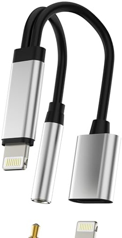 Lightning till Jack Hörlurar 3.5mm Laddare (2-i-1) för iPhone 14 13 Pro Max Adapter för Apple för iPad Auxiliar Audio Kabel Kontakt Hörlurar Tillbehör Bil Omvandlare Dubbla Stift