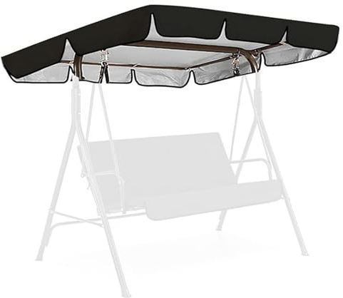 Tela Oxford Recubierta De Plata 600D Toldo Balancin De Jardin Resistente ai Viento Y ai Desgarro Dosel del Porche,Black-195 * 125 * 15cm