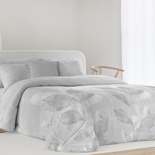 Fundeco - Edredón Conforter Estampado - Colcha de Invierno Modelo Lina Único - Cama 150 - Incluye 2 Fundas Cojín 50 x 70 cm - Suave y de Fácil Lavado