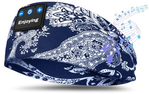 flintronic Hörlurar för sömn, Bluetooth V5.4 Sport Headset, Sova Bluetooth-hörlurar för yoga, sport, jogging, resor (marinblå)