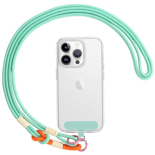 Coiwxmoi Cordón para Movil Universal Colgante para Teléfono Colgante para Teléfono Compatible con Todos Los Teléfonos Inteligentes,con Llavero y Parche-Verde