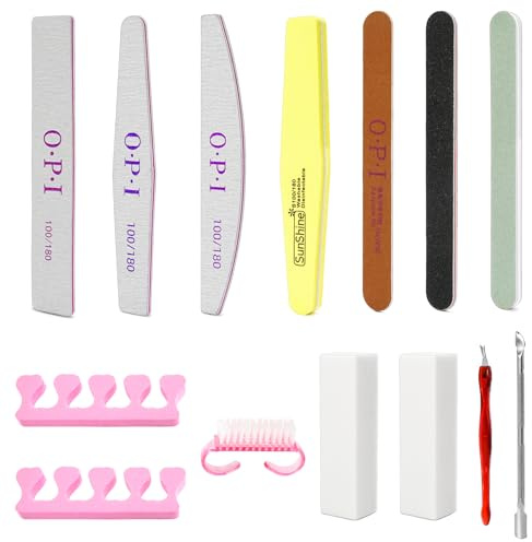14 Pezzi Lime e Buffer per Unghie Riutilizzabili, Set Completo con Spingi Cuticole, Tronchesino Professionale e Accessori per Manicure e Pedicure, Nail Care per Casa e Salone