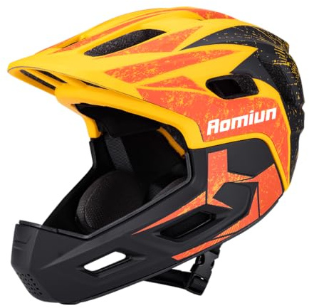 Aomiun Kids Full Face Helmet Detachable Childrens Bike Helmet Youth Protective Gear with Reinforced Chin Bar 18 Vents for Cycling Skateboarding 51-54cm (S)