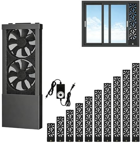 Extractor De Ventana Vertical RetráCtil Para Ventanas Correderas,Ventilador ExtraccióN Silencioso Con Velocidad Continua,InstalacióN Sin Herramientas Ni Perforaciones Hogar,Cocina,Dormitorio(110-122cm