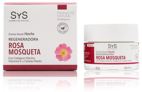 Labnatur Crema Facial Noche Rosa Mosqueta - Con Colágeno Marino, Células Madre de Manzana y Vitamina E - Cicatrizante y Regeneradora - Para Manchas y Cicatrices - Fabricada en España - 50 ml