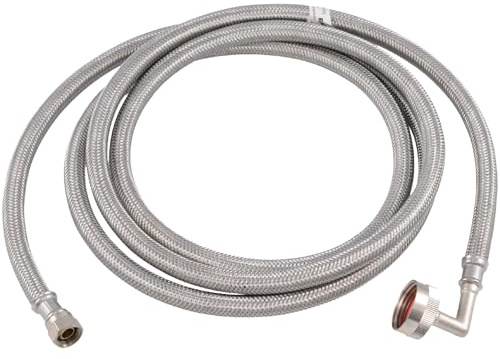 Eastman 8 foot Dishwasher Supply Line, 3/8 Inch Compression x 3/4 Inch FHT Elbow, Braided Stainless Steel Dishwasher Connectors, 41013
