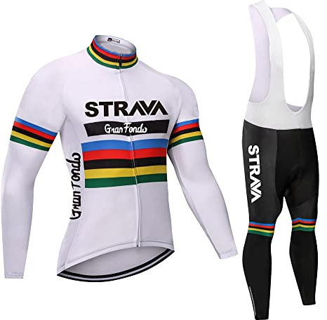 X-CQREG Cycling Jersey Men Set Bib Shorts Set Summer Mountain Bike Bicycle Suit Anti-UV Bicycle Team Racing Uniform Clothes (White, X-Large)