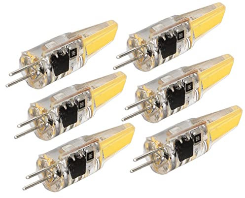 Garosa 6 Uds 220V 6W G4 Bombillas LED 500LM COB Lámpara 360 Grados Iluminación Disipador de Calor Silicona Antirreflejo para el Hogar Techo Paisaje Lámparas de Araña(Blanco cálido 3000K)