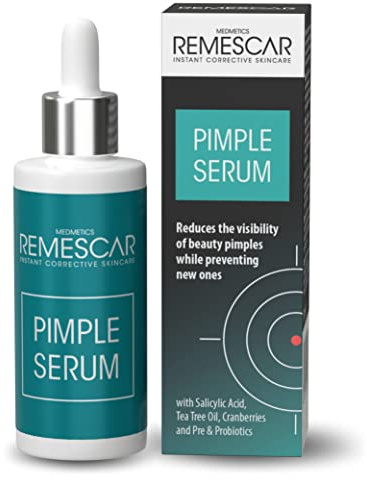 Remescar Pimple Serum 30ml – Reduces the Visibility of Spots & Prevents New Breakouts – Contains Salicylic Acid, Tea Tree Oil & Cranberries for Clear Skin