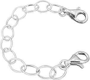 Kettenverlängerung Silber 925, Länge 7,5cm mit 2 Karabinern, Sicherheitskette für Kette, Armband und Fusskette, Damen & Herren