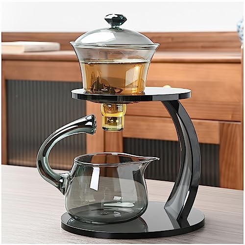 TeaPot in vetro magnetico semi automatico pigro Kungfu TeaPot rotazione magnetica resistente al calore Teiera attrazione acqua copertura rotante ciotola adatta per casa/ufficio Reception Set da tè