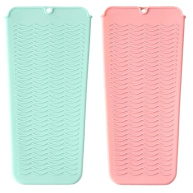 2 Piezas Tapete Resistente al Calor con Orificio para Colgar,Alfombrillas de Silicona Resistentes al Calor,Alfombrilla de Protección Contra el Calor Adecuada para Rizar el Hierro,Hierro Plano