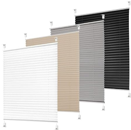 Plissee Klemmfix ALU zum Klemmen ohne Bohren Blickdicht für Fenster extra stabil Faltrollo hellgrau B 110 x H 130