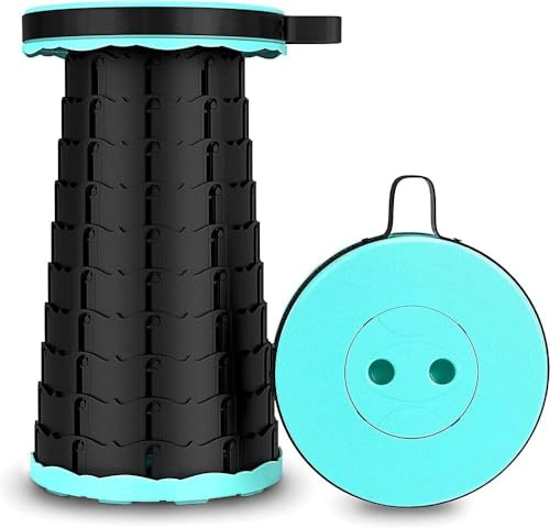 COSHANO Taburete Plegable portátil para Camping, Pesca, Senderismo, Barbacoa, jardín, telescópico Altura Ajustable Redondo180kg… (Verde Agua)
