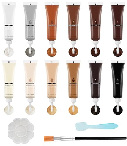 DEWEL Masilla para Madera, Rellenos de Madera en 12 Colores, Kit de Reparación de Madera, Reparar y Restaurar Color, Grietas y Agujeros en Suelos de madera, Gabinetes y Muebles de Madera