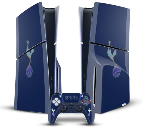 Head Case Designs Offizielle Tottenham Hotspur F.C. Dunkel Blau Und Purpur 2023/24 Abzeichen Vinyl Haut Gaming Aufkleber kompatibel mit Sony PS5 Slim Disc Edition Console & DualSense Controller