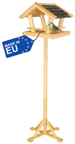 ITA Vogelhaus mit Ständer Glück 36x25x26 cm aus Holz - Vogelfutterhaus für Wildvögel - Wetterfest, Stabil, Robust - Vogelfutterspender Direkt vom Hersteller - EU Produkt