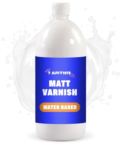 7 Artists Vernis Acrylique Mat 1000 ml – Transparent Vernis Mat pour Surfaces Peintes à l’Acryl | Verni Incolore pour Toile, Argile, Bois, Galet | Vernis Peinture Acrylique pour Loisir Creatif