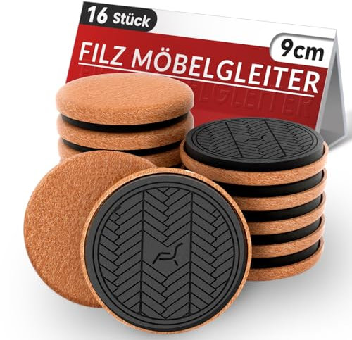 Redondo Deslizadores de Fieltro para Muebles, 16 Piezas - 9cm Protector Patas Sillas, Super Furniture Sliders, Almohadillas de Fieltro para Muebles, Mueva los Muebles fácilmente