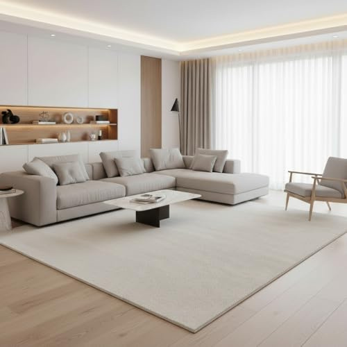 Jimri Moderner Teppich Wohnzimmer – Weich, Strapazierfähig & Pflegeleicht – Cream-weiß, Rund & Rechteckig – Hochwertige Verarbeitung – Oeko-TEX Zertifiziert – Cream-weiß, Rechteckig 160x230 cm