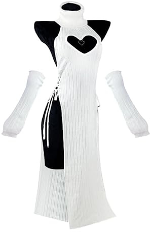 KORURACLUB Vestido sexy Cheongsam de Halloween, traje premium de suéter para cosplay, lencería, vestido largo con abertura alta