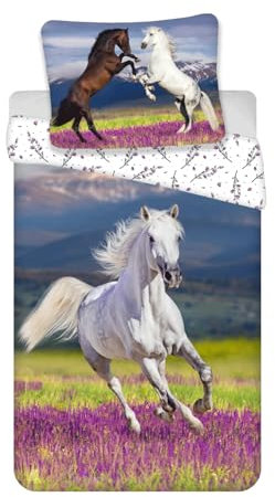 Jerry Fabrics Ropa de cama con diseño de caballo, ropa de cama infantil, 140 x 200 cm, edredón de 70 x 90 cm, almohada 100% algodón