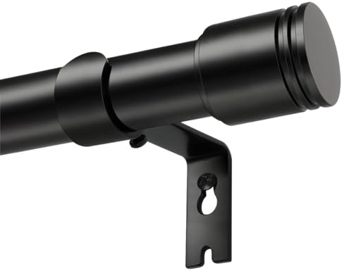 USFOOK Barra Cortinas Negra 80 a 218 cm, 25 mm de Diámetro Barra de Cortina Modernas, Barra Ajustable para Cortinas de Salon y Dormitorio con Extremos Cilíndricos