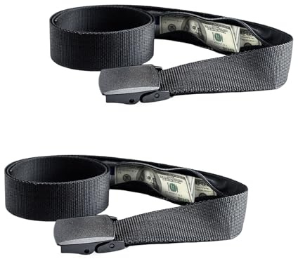 2 Pièces Ceinture de Voyage Porte-Monnaie,Cache Billets pour Espèces,Ceinture de Voyage Invisible, Porte Monnaie pour Homme, Femme, Plein air et Antivol