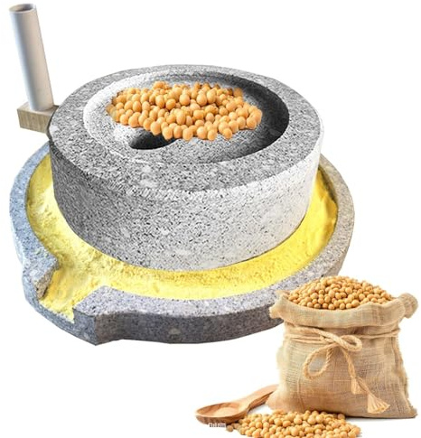 Handmade Stone Grain Mill, Manual Grinding Machine for Wet and Dry Ingredients, Perfect for Flour, Rice Paste, Beans, Spices, Wheat, and Coffee, Easy to Dismantle and Clean
