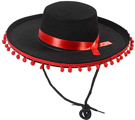Cappello Sombrero Messicano, Cappello Spagnolo Per Uomini E Donne, Cappelli Messicani Per Decorazioni Di Carnevale, Con Bordo A Pompon, Per Giochi Di Ruolo Come Torero E Cavaliere