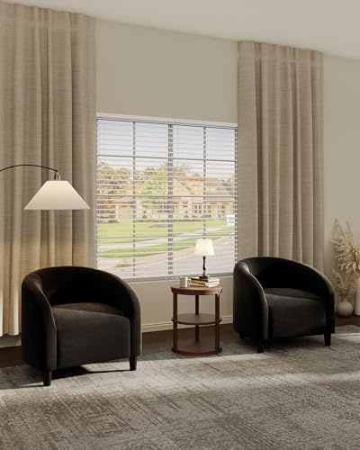 Garvee Accent Chair Club Chair Set of 2 Comfy Armrest Upholstered Barrel Chair with Soft Padded Seat for Living Room Bedroom Study Waiting Room(Black)
