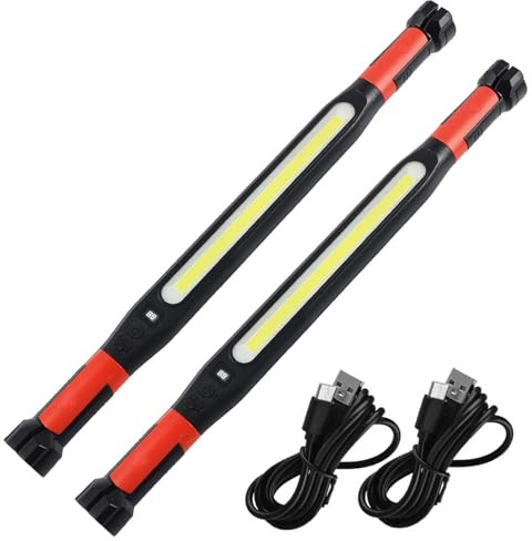 Luz de trabajo recargable magnética, barra de luz de trabajo debajo del capó con 3 modos de iluminación para mecánico/reparación de automóviles/garaje, 2 uds.