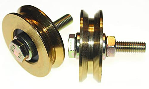 V58-10 : Lot de 2 roues pour portail coulissant en acier avec rainure en V