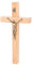 Garneck Bois Chrétien Mur Croix Mur Monté Art Artisanat Suspendu en Alliage de Zinc Jésus Croix Chrétien Cadeau Décoration Murale de La Maison (Couleur Du Bois)