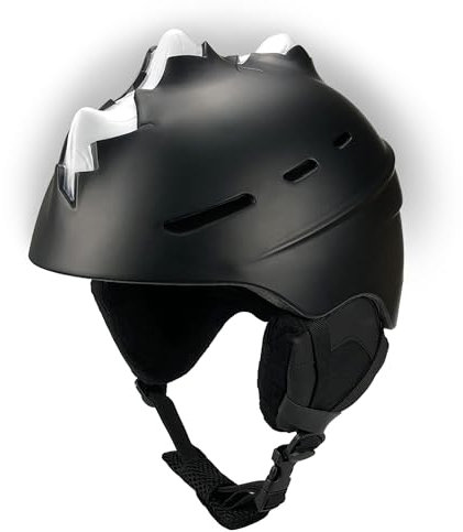 Crazy Safety Bone Spike Skihelm | Skihelm Kinder & Jugendliche für Snowboard | Snowboardhelm | Skihelm Damen Herren | Verstellbarer Multisporthelm | Größe L 58-61cm (Schwarz)