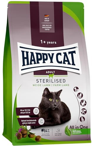 Happy Cat 70586 - Sterilised Adult Weide Lamm - Trockenfutter für sterilisierte Katzen und Kater - 10 kg Inhalt