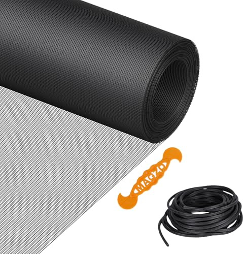 Window Screen Replacement Kit Durable 36 x 90 Polyester Mesh with Tool