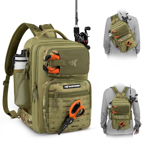 KastKing Blowbak Fishing Sling Bag, Fishing Backpack with Rod Holder